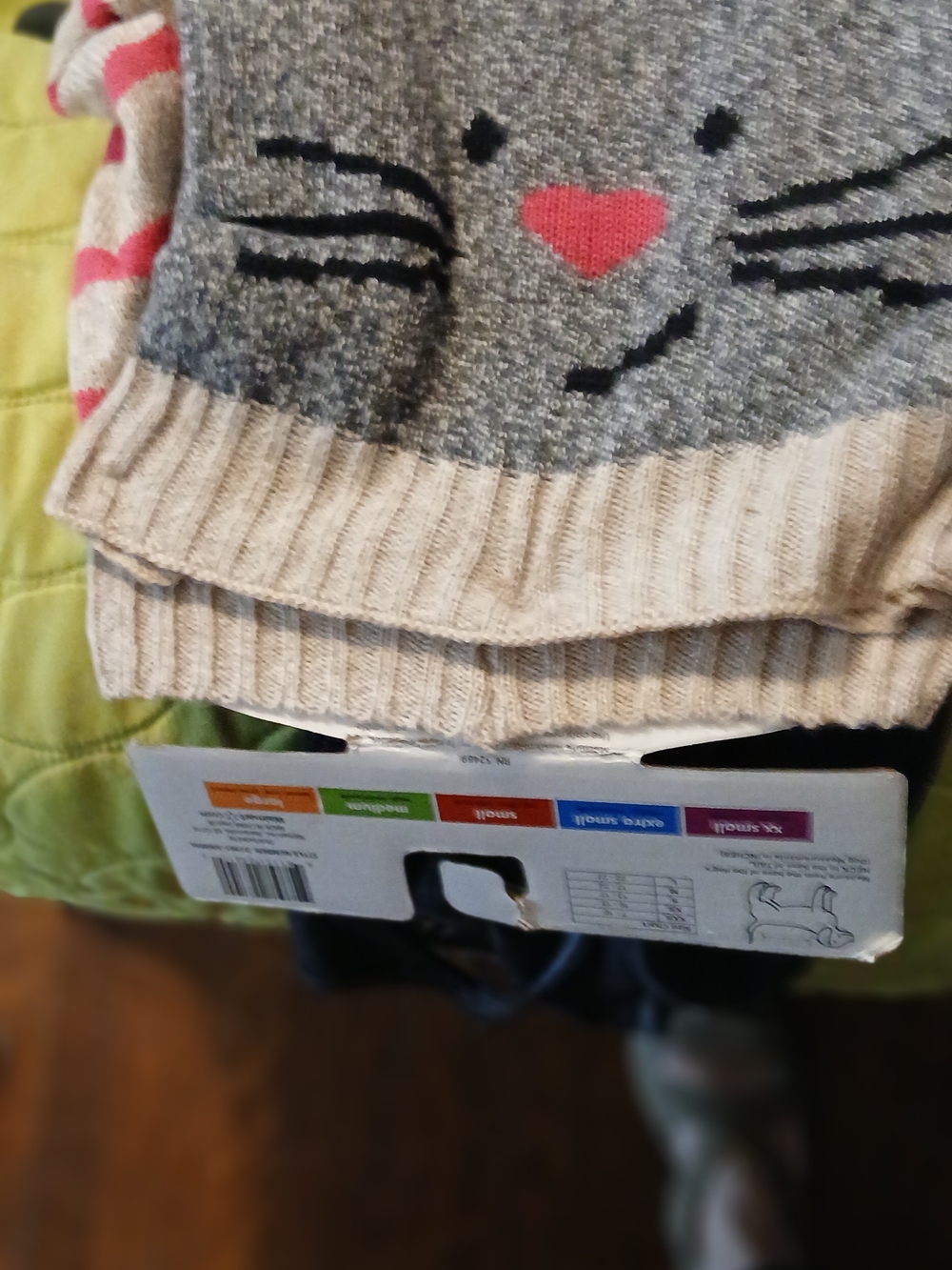 Cozy Gray Cat Sweater For A DOG with Pink Heart Nose.